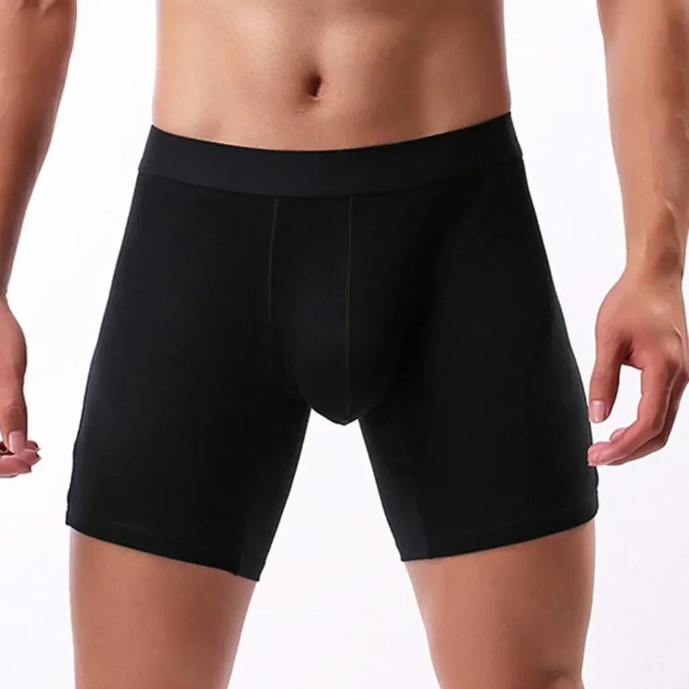 Lange Been Boxers Mannen Ondergoed Shorts Ademend Effen Ardennen Olifant Grote Pouch Boxers Sexy U Bolle Pouch Bikini Mannelijke Slipje A5