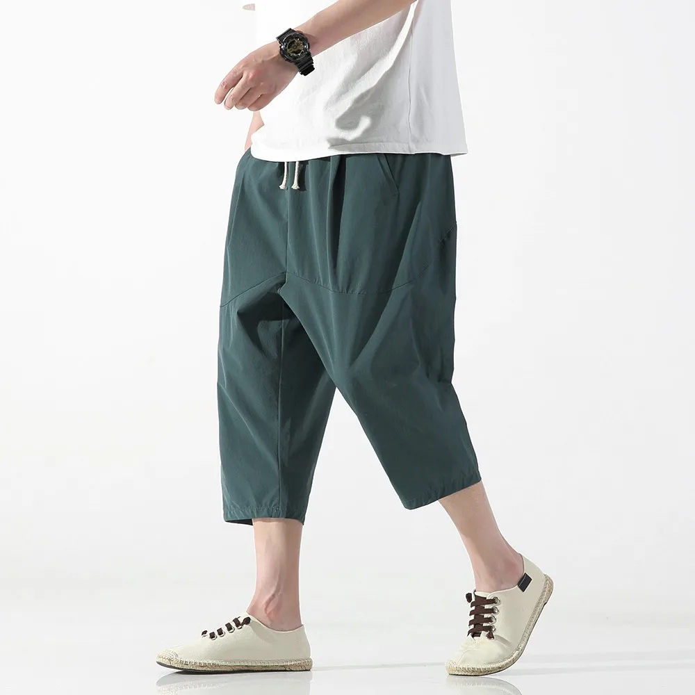 2026 Summer New Style Men's Fashion Casual Ice Silk Thin Seven-Piece Pants