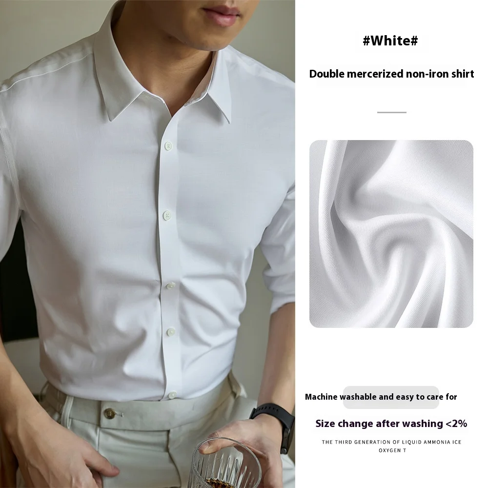 

Men's Long Sleeve Shirt Solid Color Formal Casual Business Commuter Wear High End Office Dress Shirt Slim Fit Premium Quality Co
