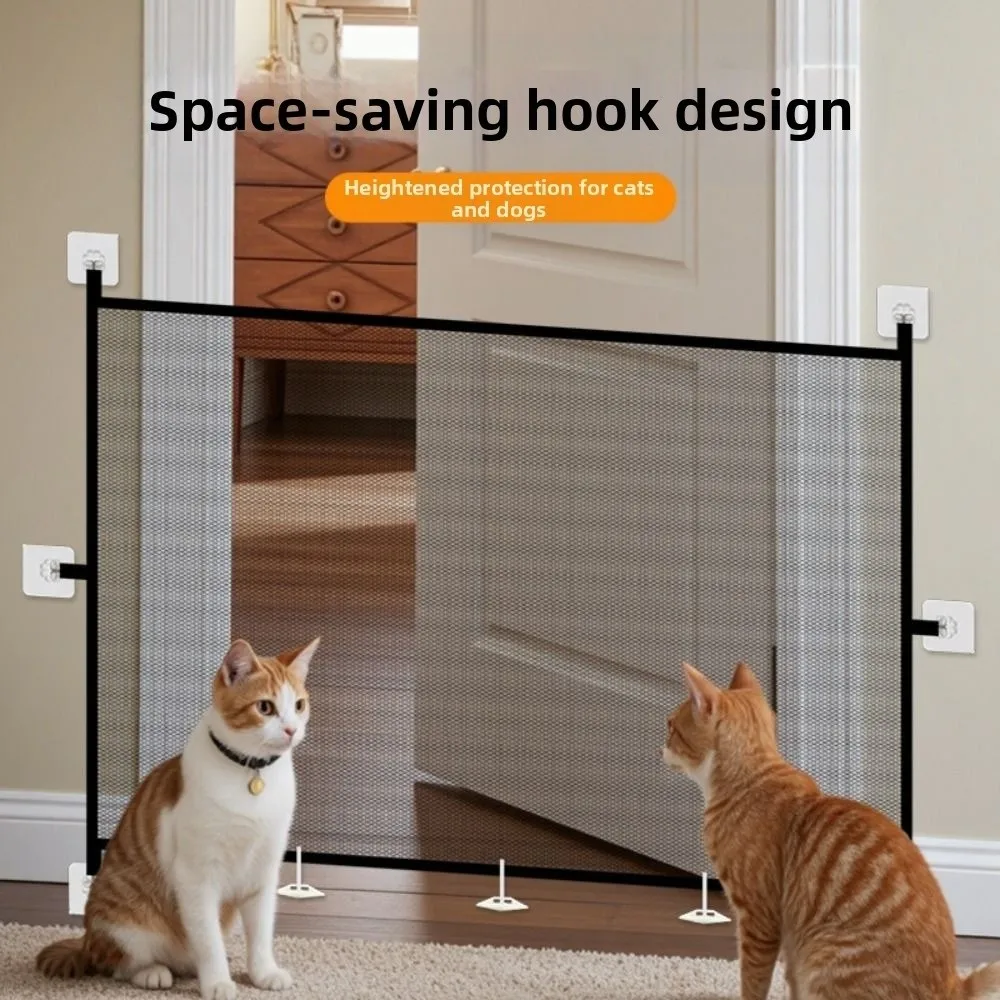New Retractable Pet Barrier Fences Folding Anti-Escape Pet Safety Gate with Hooks Mesh Dog Isolation Gate Stairs