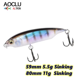 AOCLU-Long Cast Sinking Pencil Fishing Lure, Hard Bait, Wobbler, Deep Diver, Sea Bass, Boat, Fishing, 59mm, 5.5G, 80mm, 11g