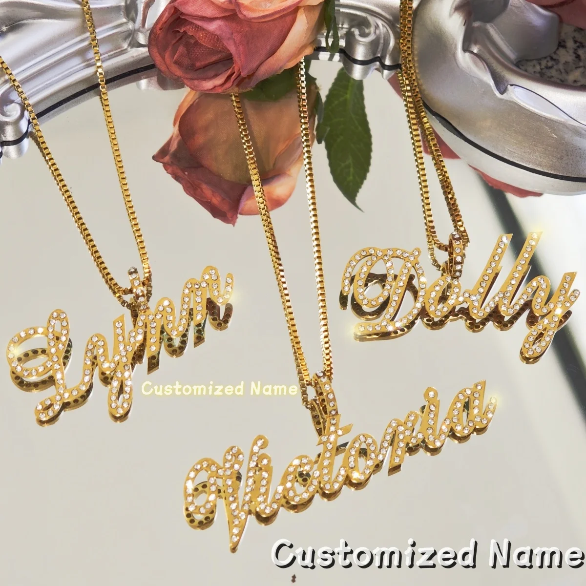 

Customized Stainless Steel Necklace Full Diamond Pendant Necklace Box Necklace Charm Women's Necklace Party Fashion Necklace