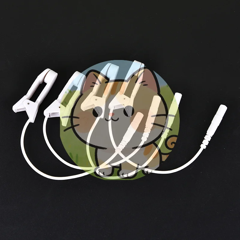 *2Pcs 2.0mm Ear Pain Relief Clip Tens Electrode Lead Wire Connecting Cable