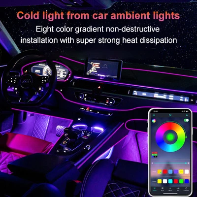 Symphony 10IN1 Car Ambient Light Colorful LED Neon Interior Rainbow Light  guide strip Decorative Car Atmosphere Light MMA resin