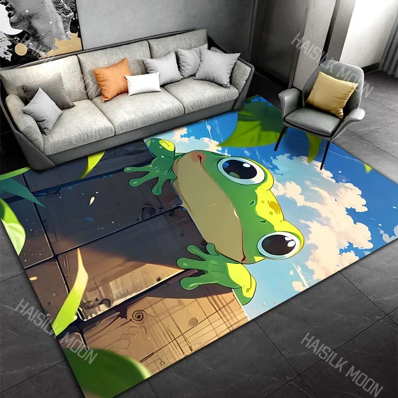 1PC Big eyed frog over wall sunny sky Carpet for Living Room Bedroom Sofa Home Decor Rus Non-slip Floor Mat Luxury Gift