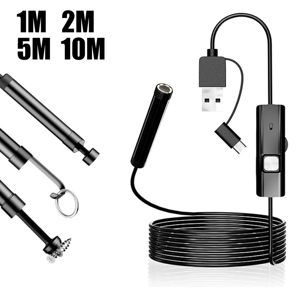 Waterproof HD Borescope Inspection Device Equipped with an Eight Millimeter Probe and Six Bright Adjustable LEDs