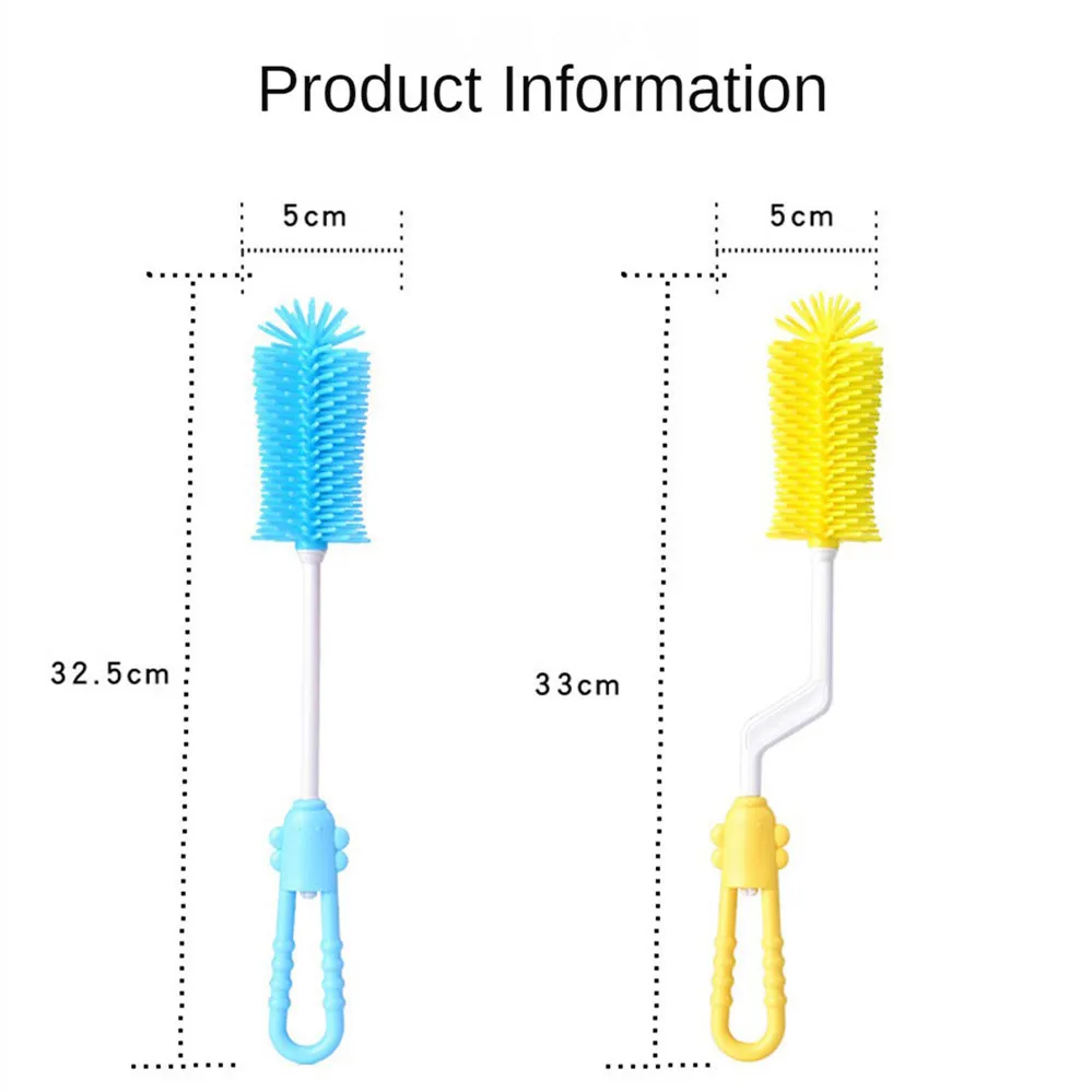 Silicone Bottle Cleaning Brush Baby Pacifier Straw Scrubber Small Brush 360 Degree Glass Cup Washing Kitchen Cleaning Tool Set