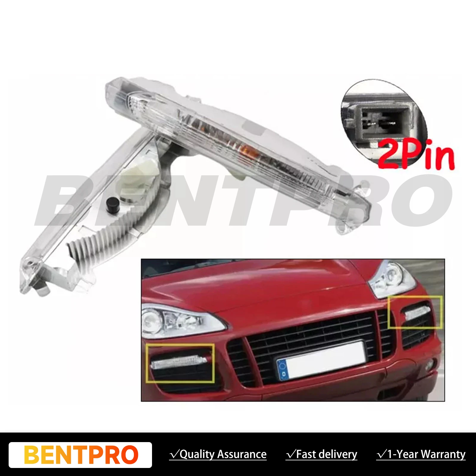 Front L&R Bumper Daytime Running Light Lamp for Porsche Cayenne 957 2007-2010 95563118502 95563118602