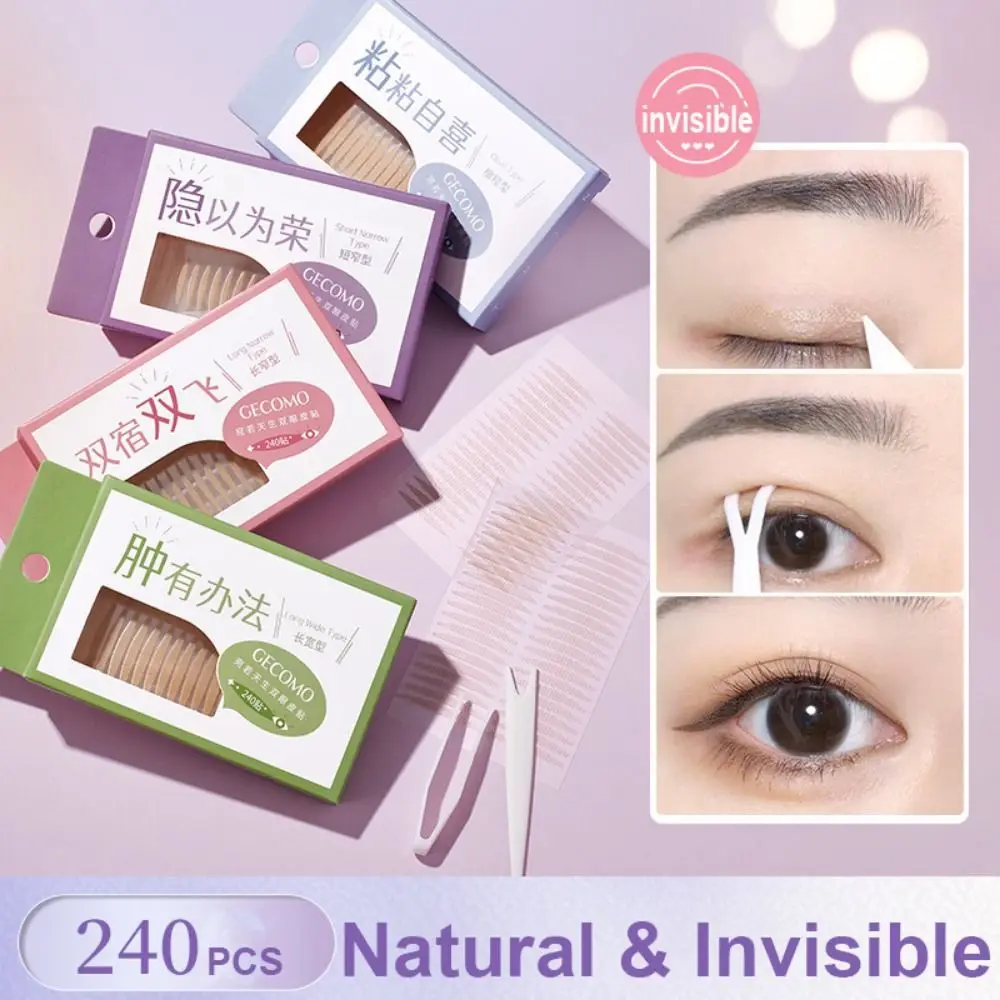 240PCS Nastro per doppia palpebra multi-dimensione di lunga durata Strumenti per occhi grandi autoadesivi naturali Nastro per sollevamento occhi impermeabile senza traccia unisex