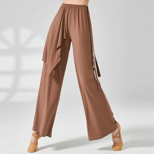 Pantalones de reina de gasa sueltos, pantalones de pierna ancha para danza clásica, vestido de entrenamiento de danza moderna, vestido de actuación para adultos, pantalones de baile de entrenamiento