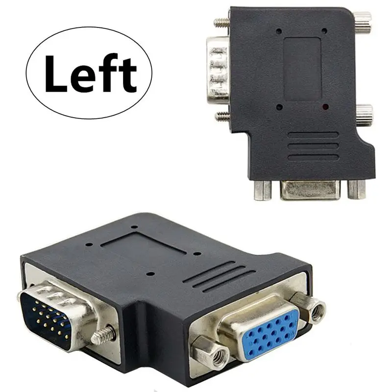 Lron Screw VGA 15Pin Male To Female 90 Degree Bend Adapter TV Computer Monitor VGA Interface Special Angle DB15P Adapter