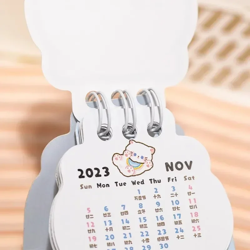 Calendrier de bureau Kawaii Chats 2024, mini calendrier mignon, calendrier de licence 03, liste de tâches, organisateurs de calendrier, papeterie de