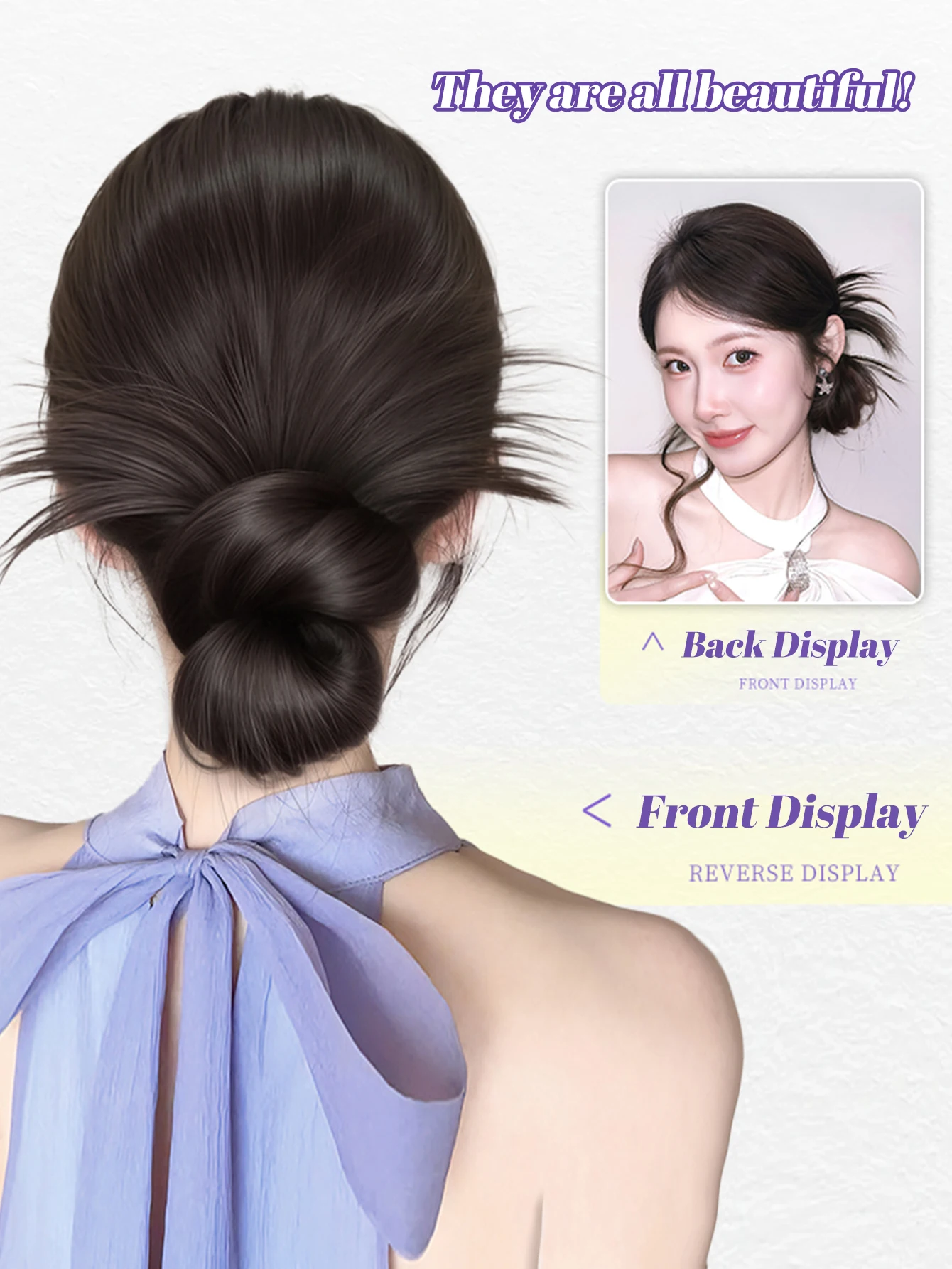 OLACARE Synthetic Low-tied Chicken Feather Ball Head Claw Clip Bun Lazy Bun Wig Bag Hair Accessories Suitable For Women