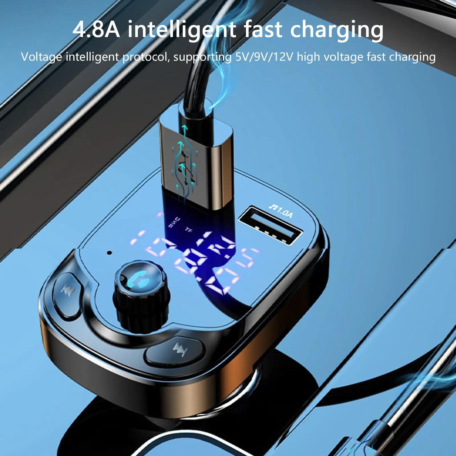 Car charger FM Transmitter Bluetooth 4.8A QC PD Type-C FM Modulator Car Radio Kit MP3 Player Handsfree