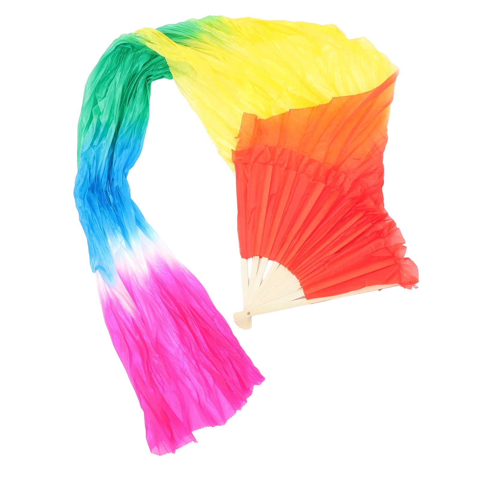 Beau éventail de danse du ventre, Long voile de soie, éventail de danse pliant allongé, accessoire de Performance coloré, accessoire de Costume de scène