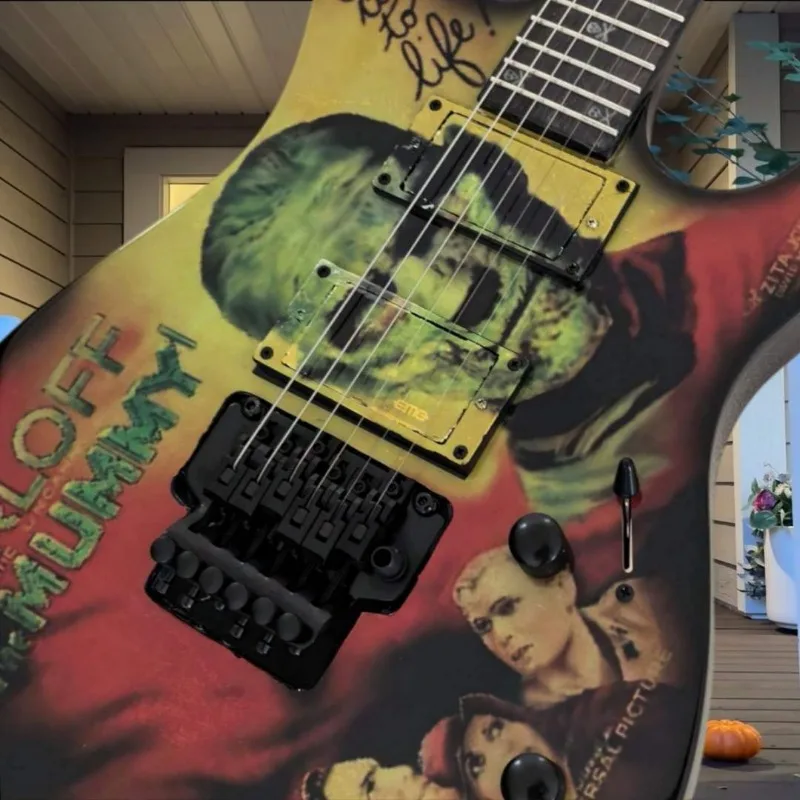 Metallica STOL Electric Guitar HB Floyd Rose Double Locking Tremolo Vintage Horror Poster Graphic Skull Crossbones Fret Inlays
