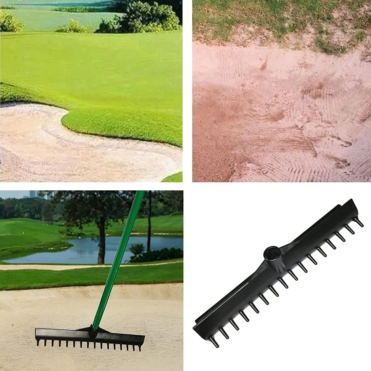 2025Factory Durable Double-Sided Sand Rack Golf Grip Rake Head Golf Course  Driving Range Sand Trap Bunker Rake Rake Garden Yard