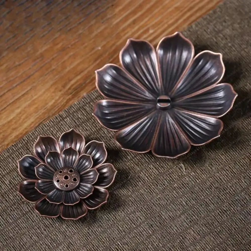 Lotus Design Incense Burner 2/3 Layer Detachable Ash Catcher Incense Stick Holder 6 Holes Vintage Lotus Aromatherapy Stand