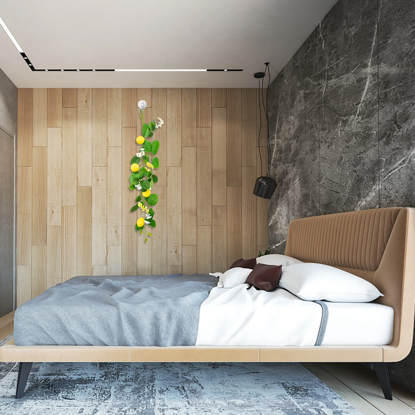 

Artificial Lemon Rattan Pendant Vivid Simulation Plant Wall Mounted Adornment Perfect for Festivals and Scenes