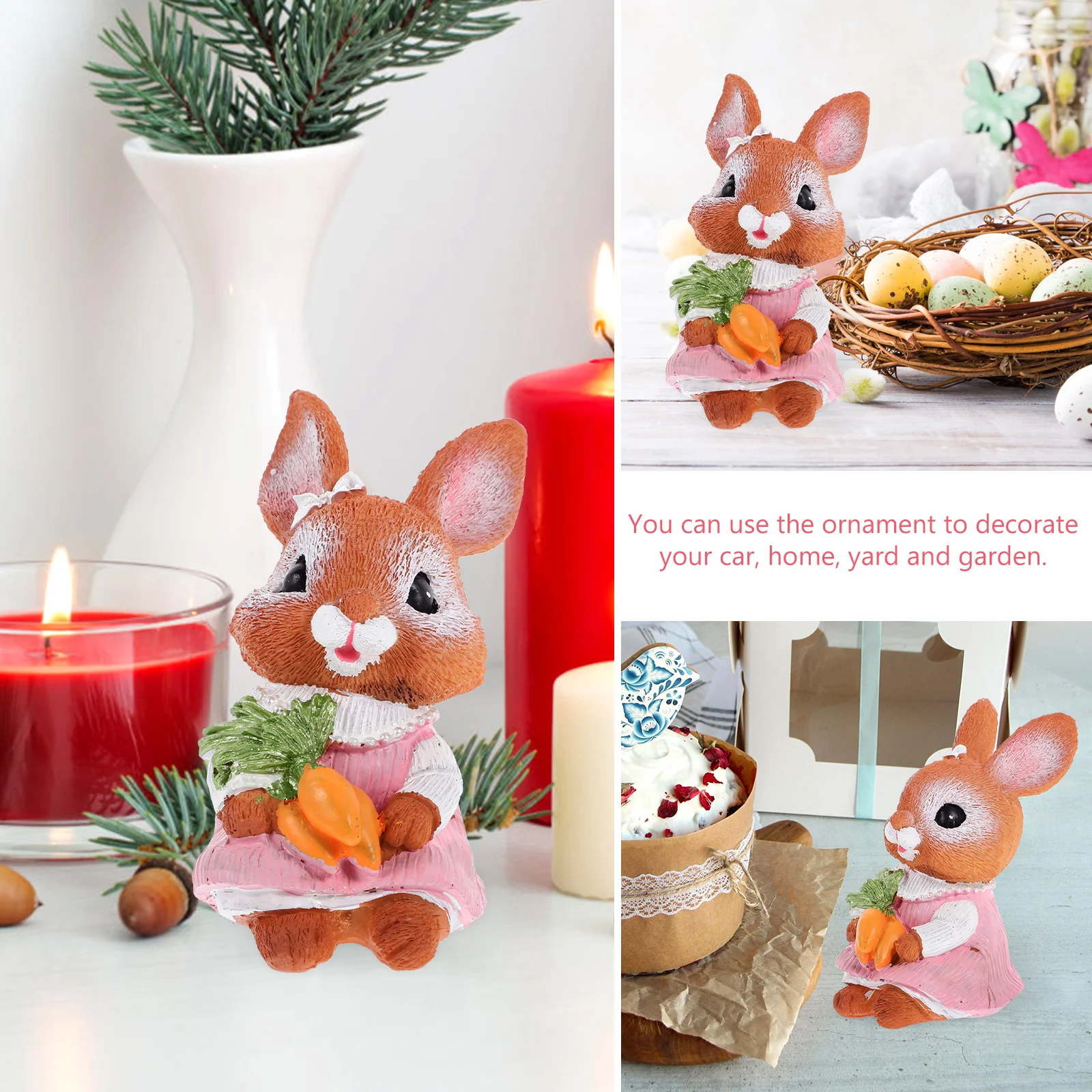 

Resin Rabbit Bunny Statue Small Craft for Garden Yard Car Desktop Decoration Bunny Figurines Desktop Rabbit Ornaments