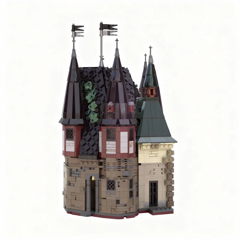 112pcs MOC Castle The Entrance Tower Roof - Red Falcons' Mountain Fortress Model Building Blocks Christmas Gift Toys Collection