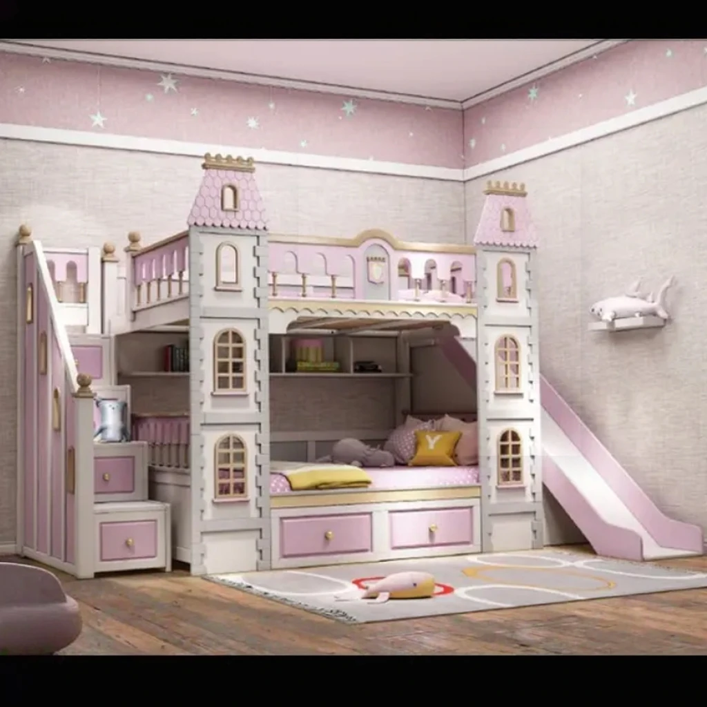 Tempat Tidur Tingkat Kayu Solid dan MDF Laris Manis untuk Anak-Anak, Furnitur Kamar Tidur Biru untuk Anak Laki-Laki, untuk Penggunaan di Rumah