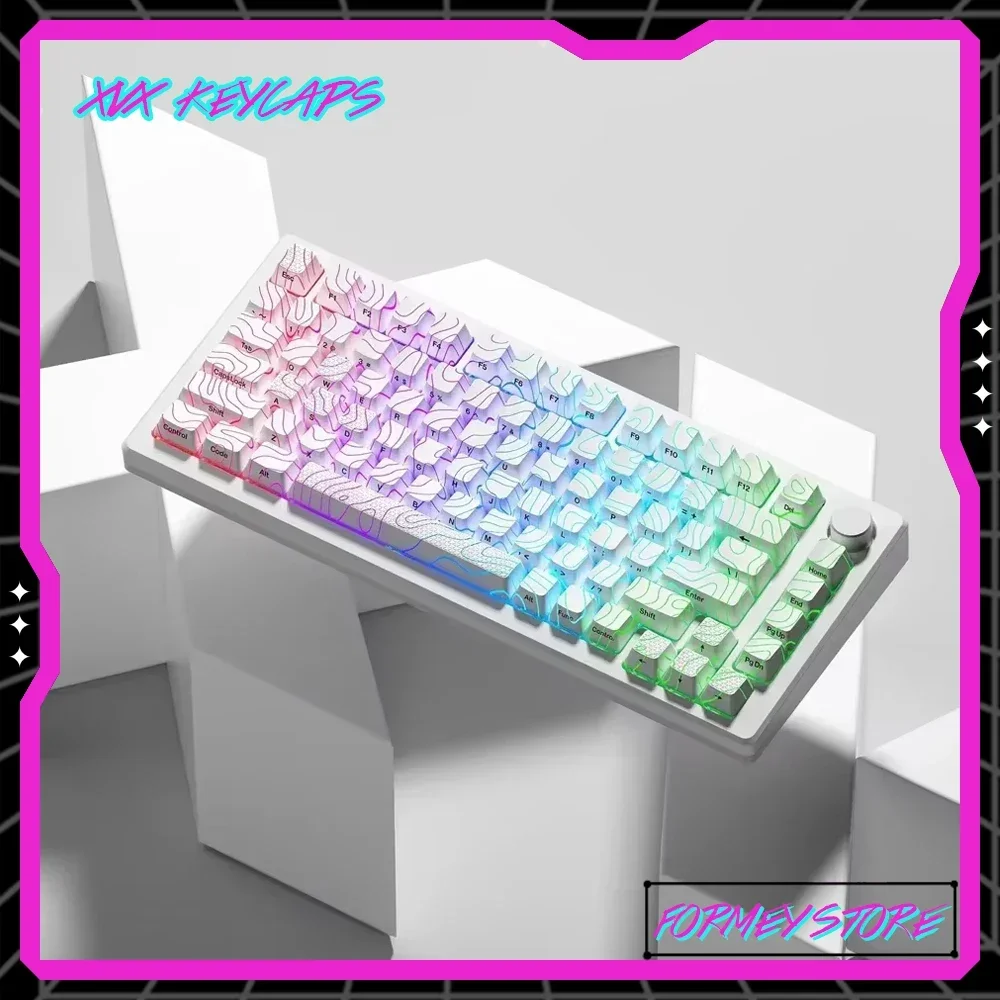 XVX Topographic New Version 61/84/118 IMD-Tech Keys Keycaps OEM Profile Pattern Shine-Through Keycaps PC Cool Gifts for Gaming