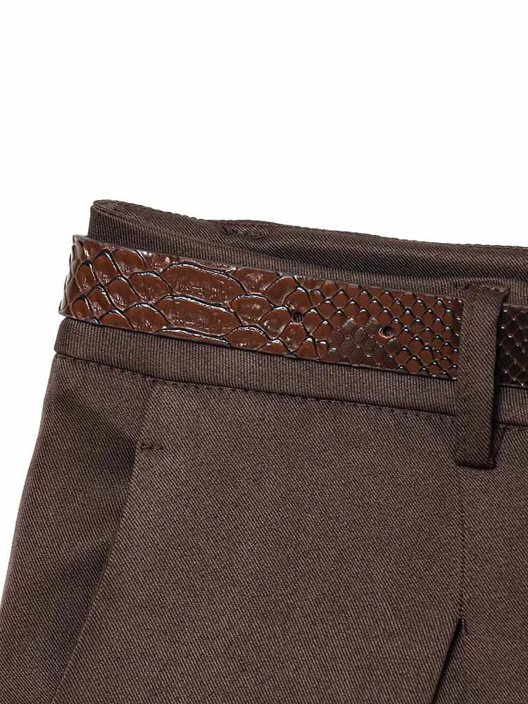 وصل حديثًا ملابس نسائية عصرية للشتاء على الطراز الأوروبي والأمريكي، شورت كاجوال طويل عالي الخصر متعدد الاستخدامات مع بيل #4