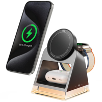 3-in-1 Magnetic Wireless Charger with 15W Fast Charging & Night Light for IPhone 16/15/14 Pro Max, for Iwatch&,AirPods