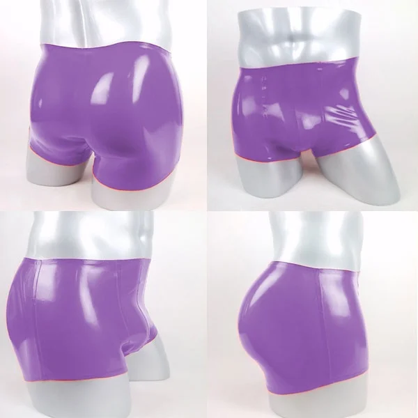 

Christmas Purlpe Latex Rubber Men Shorts Swimming Clubwear Tight Boxer Solid Color Pants 0.4mm