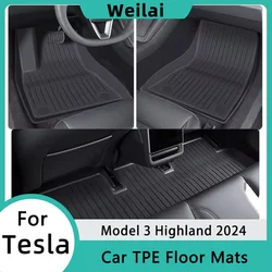 Tesla Model 3 Highland 2024 tappetini auto Four Seasons TPE impermeabile antiscivolo anteriore posteriore Cargo Liner accessori per tappetini auto