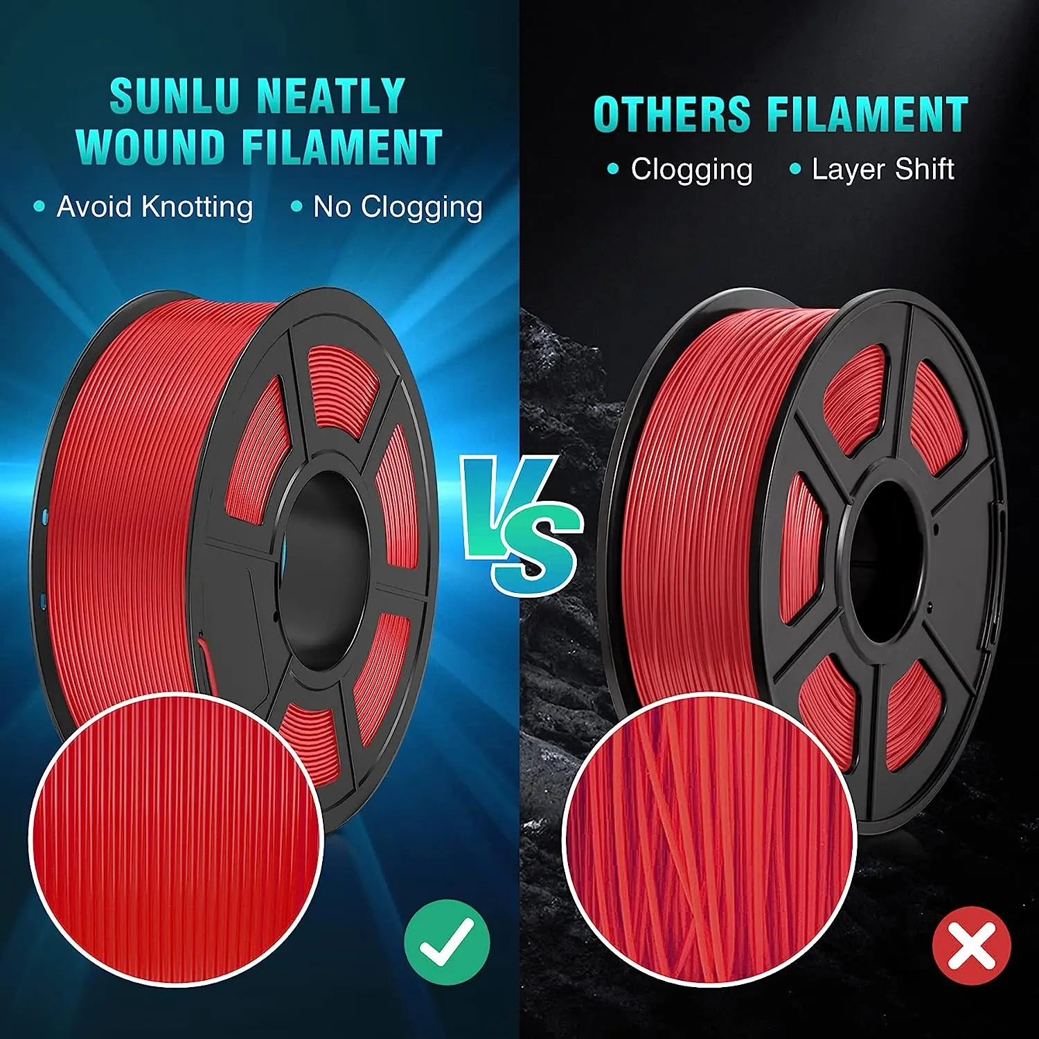SUNLU 5KG PLA Meta/ PLA Matte Filaments 5Rolls 3D Filament 1KG/roll 1.75mm 100% Filament Lines Up Neatly For 3D Printing