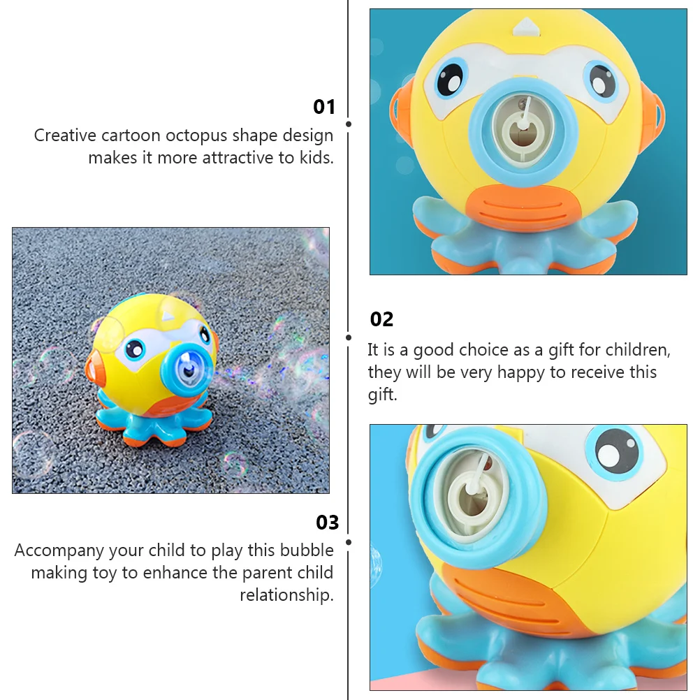 1Set Kids Cartoon Octopus Shape Musical Bubble Maker Bubble Blowing Machine Light Colorful Outdoor Fun Cartoon Octopus