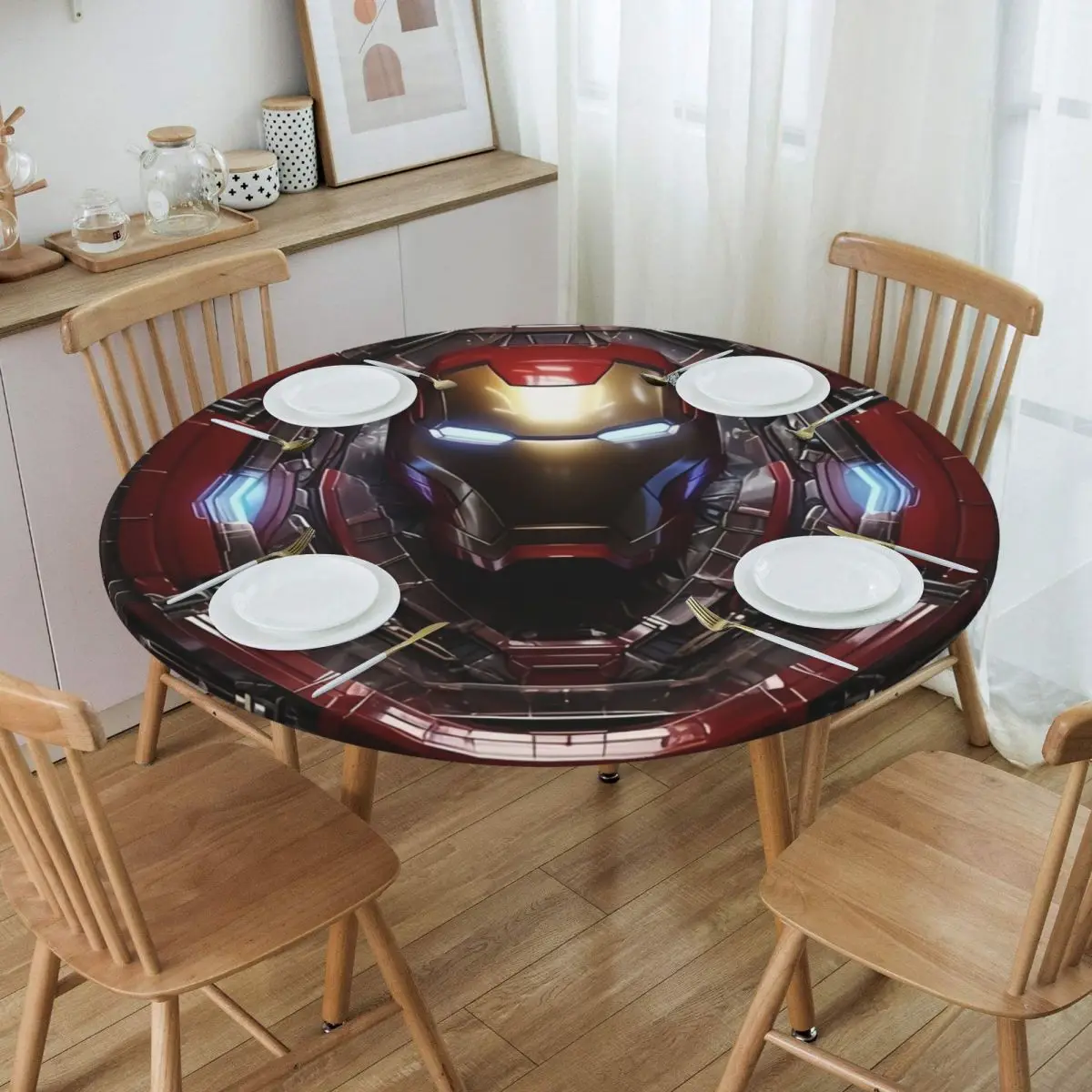 Custom Round Disney Iron Man Marvel Film Table Cloth Waterproof Tablecloth 40