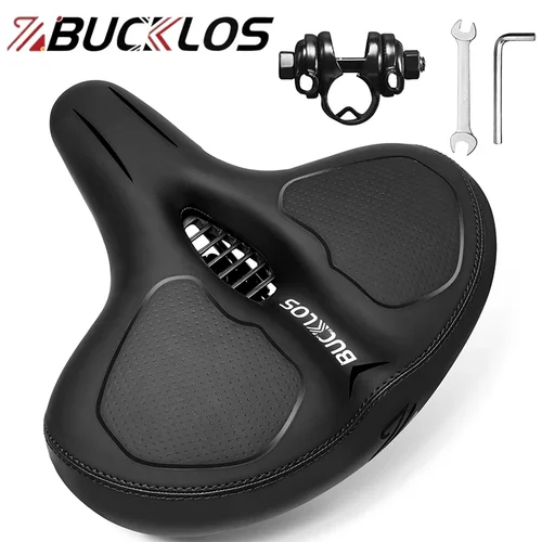 BUCKLOS-sillín de bicicleta de gran tamaño, opción de choque, sillín de bicicleta grueso y ancho, cojín de asiento ergonómico, suave y cómodo, piezas de ciclismo