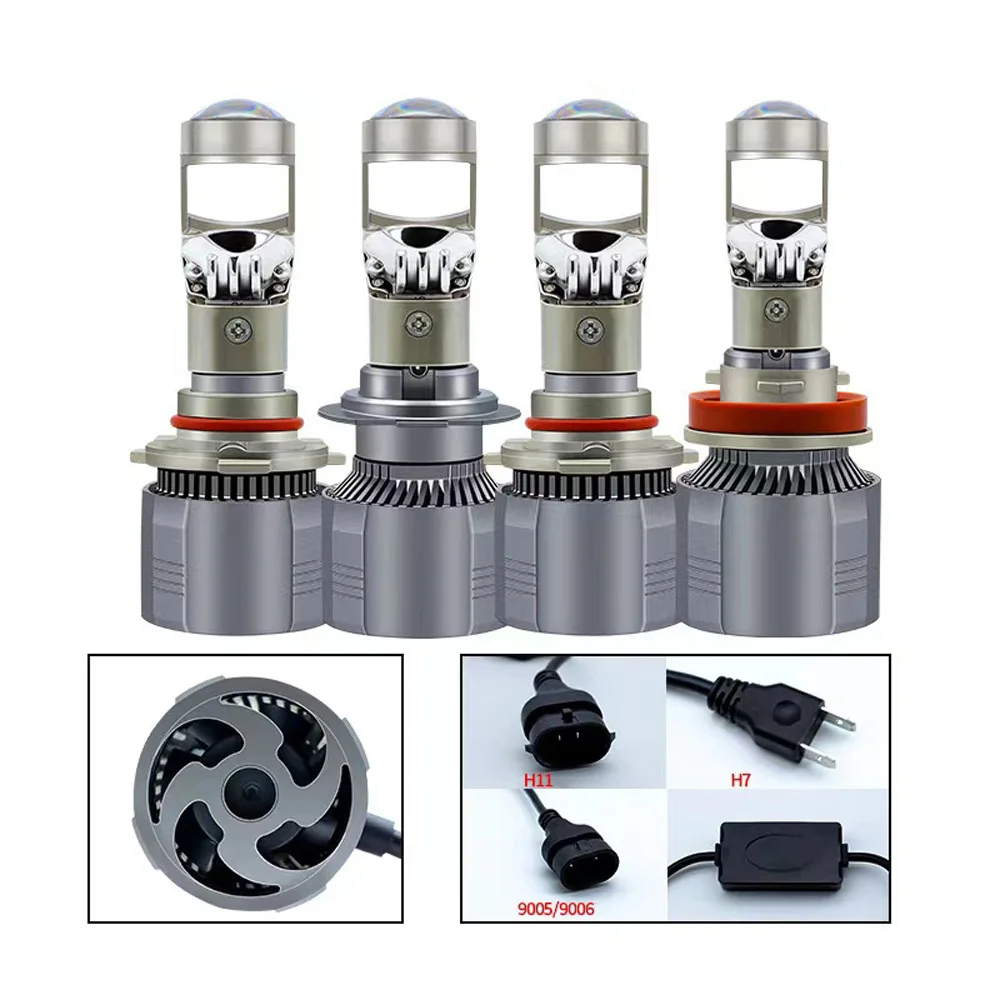 LED H4 H7 Headlight Projector Lens Bi-LED High Beam Low Beam H11 H8 H9 9005 9006 HB3 HB4 9012 6000K Mini Auto LED Bulb 28000LM