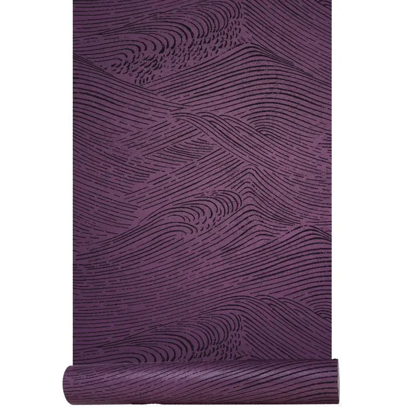 Japanese Waves Purple Wallpaper for Living Room Bedroom Background Walls Non Woven Wallpaper Classic