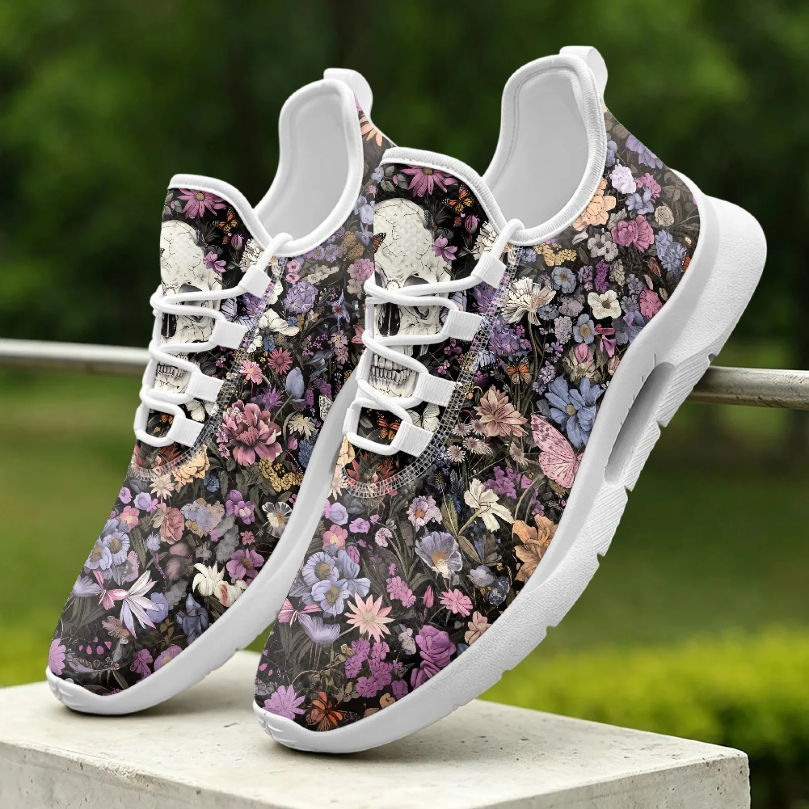 XIXIRIMIDO Women's Lace-up Casual Shoe Nurse Shoes Women's Sandals Men's Sneakers and Casual Shoes Tenis Feminino Flowers