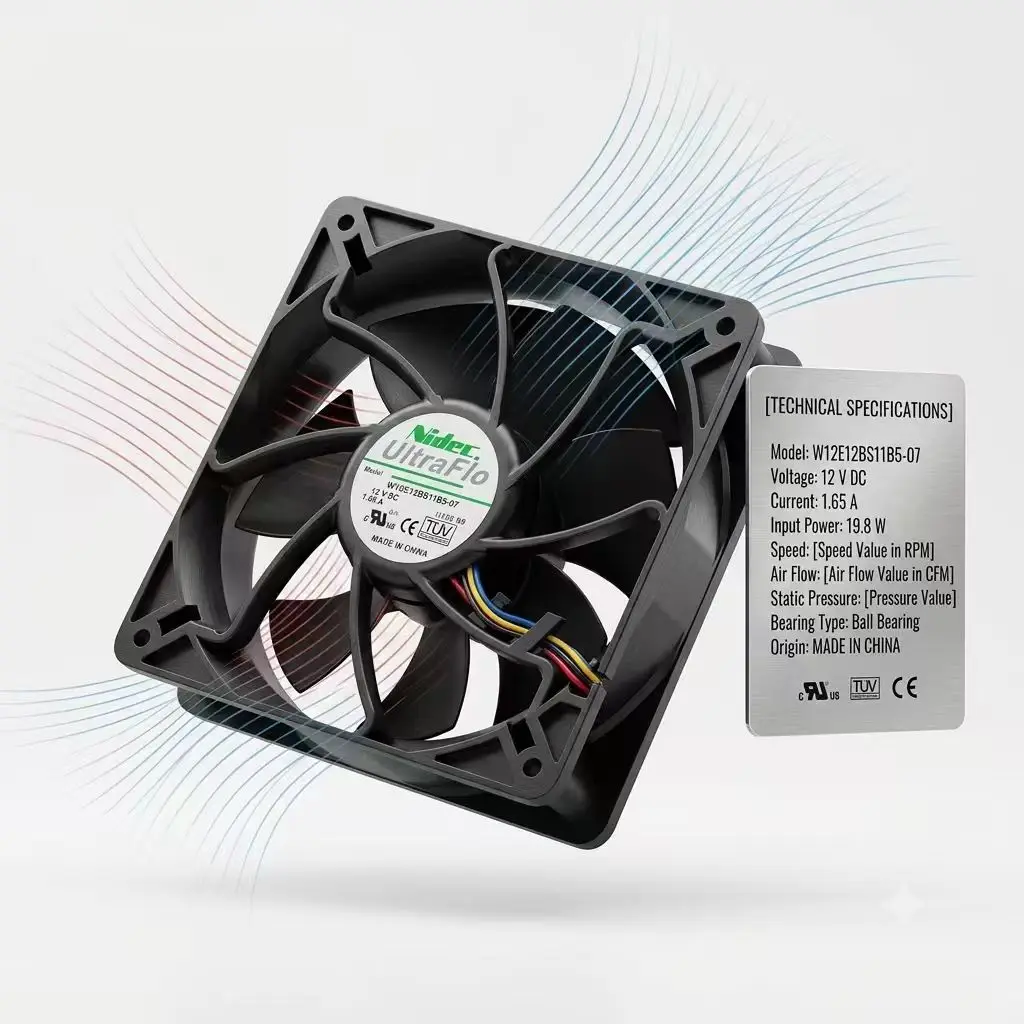 For  W12E12BS11B5-07 12V 1.65A 19.8W 12038 120mm 4Pin PWM High Speed Violent Cooling Fan for Server Miner Cooler