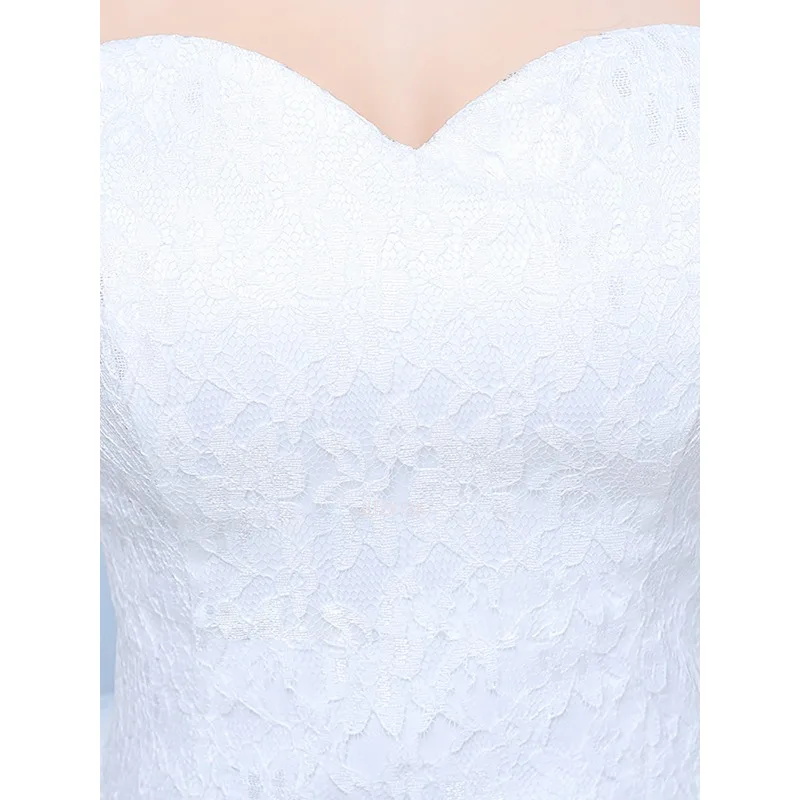 فستان زفاف أبيض بسيط بدون حمالات من الدانتيل بأربطة بطول الأرض فستان حفلة العروس الخفيف الفاخر خارج الكتف فستان حفلة الأميرة