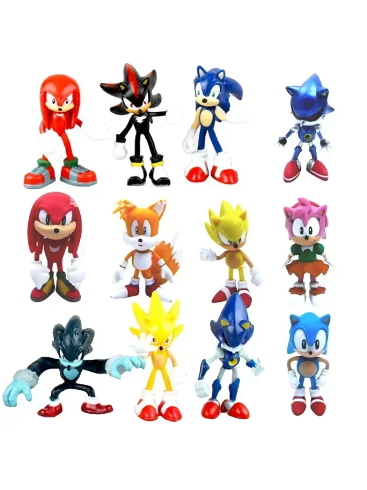 Zestaw figurek Sonics: Tails, Werehog, figurki akcji, Knuckles, lalka Dr. Eggman, figurki z kreskówek, kolekcjonerskie lalki, zabawka dla dzieci – jeż. — 2