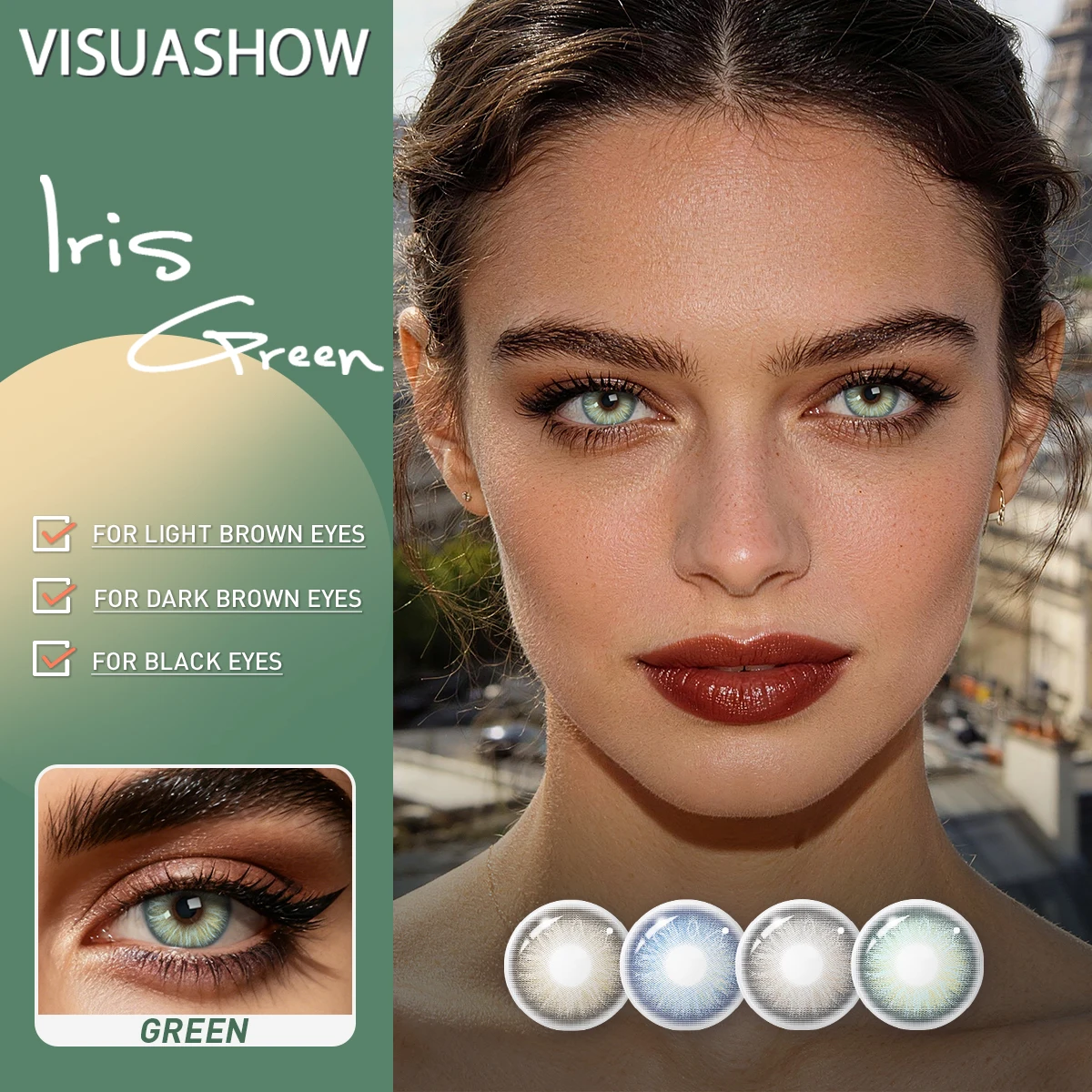 VISUASHOW Iris Blue farbige Kontaktlinsen mit Sehstärke, halbjährlich, für kleine Pupillen, natürliche Make-up-Linsen – Detail 1