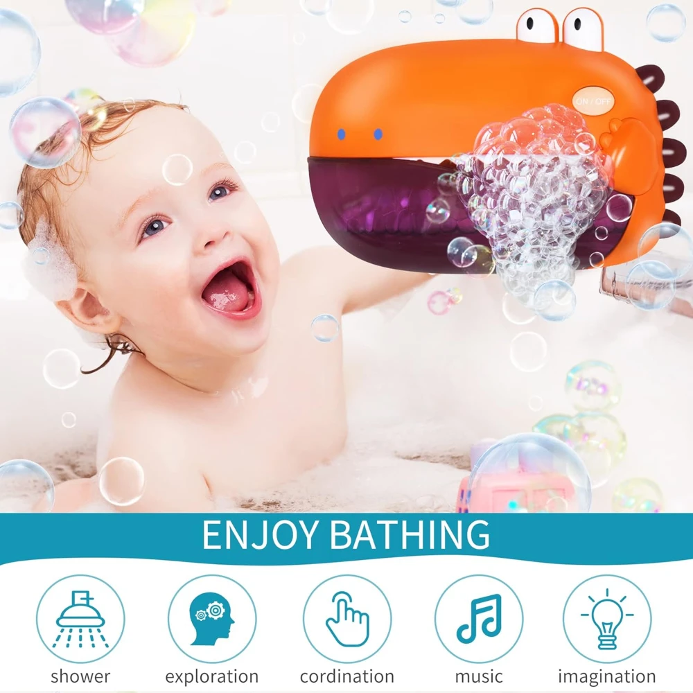 Dinosaur Bath Toys,Toddler Bath Automatic Bubble Machine,Fountain Bathtub Toys,Toddler Baby Happy Companion Bath Holiday Gift