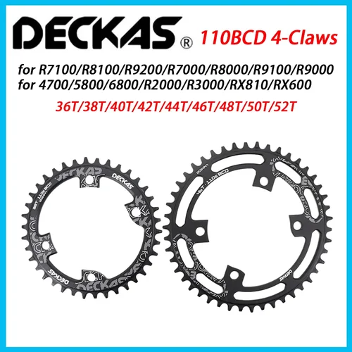 Deckas 4 garras 110BCD plato estrecho ancho rueda de cadena 36T-58T para Shimano R7000 R8000 R9100 R9000 4700 5800 6800 R2000 R3000