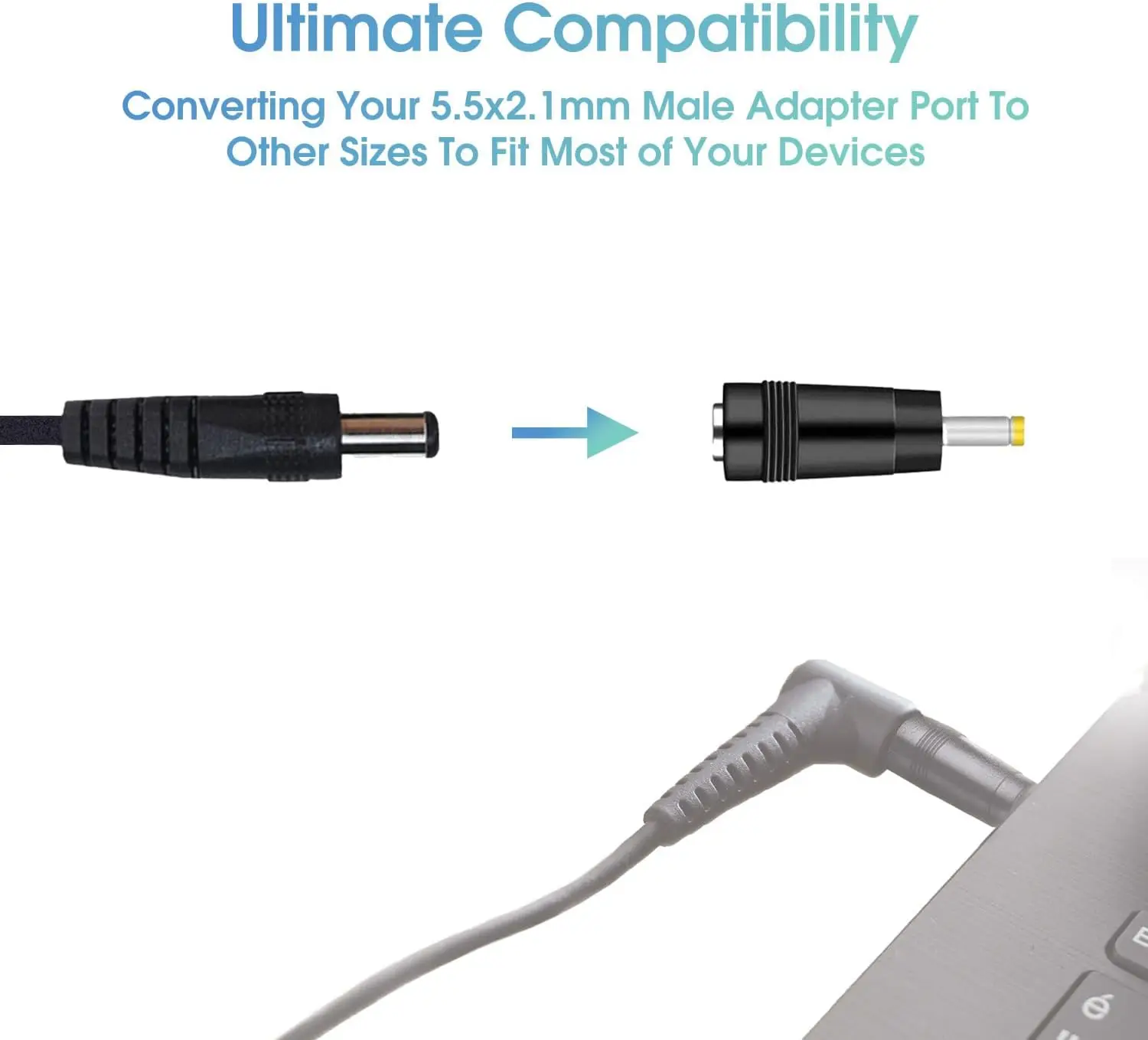 8Pcs AC DC 5.5X 2.1 MM Female Jack Plug Adapter Connectors TO 6.3 6.0 5.5 4.8 4.0 3.5mm 2.5 2.1 1.7 1.35mm Male Power Adaptor