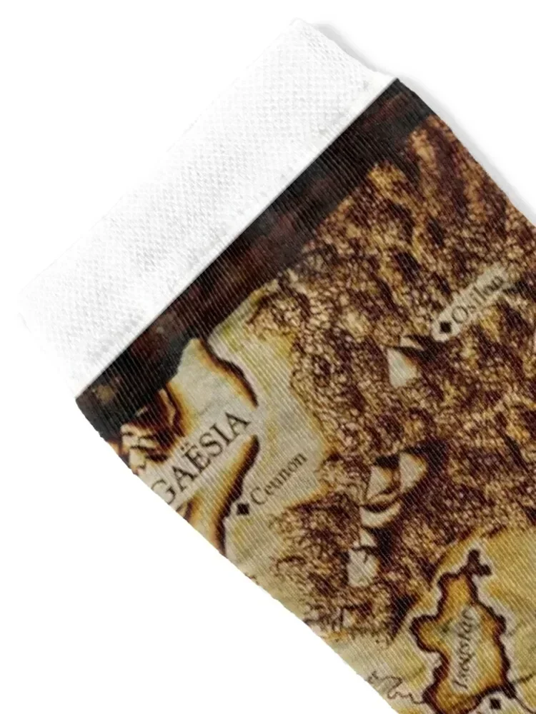 Old folded map of Alaga?sia (with background) Socks aesthetic Run new year Argentina Men Socks Women's