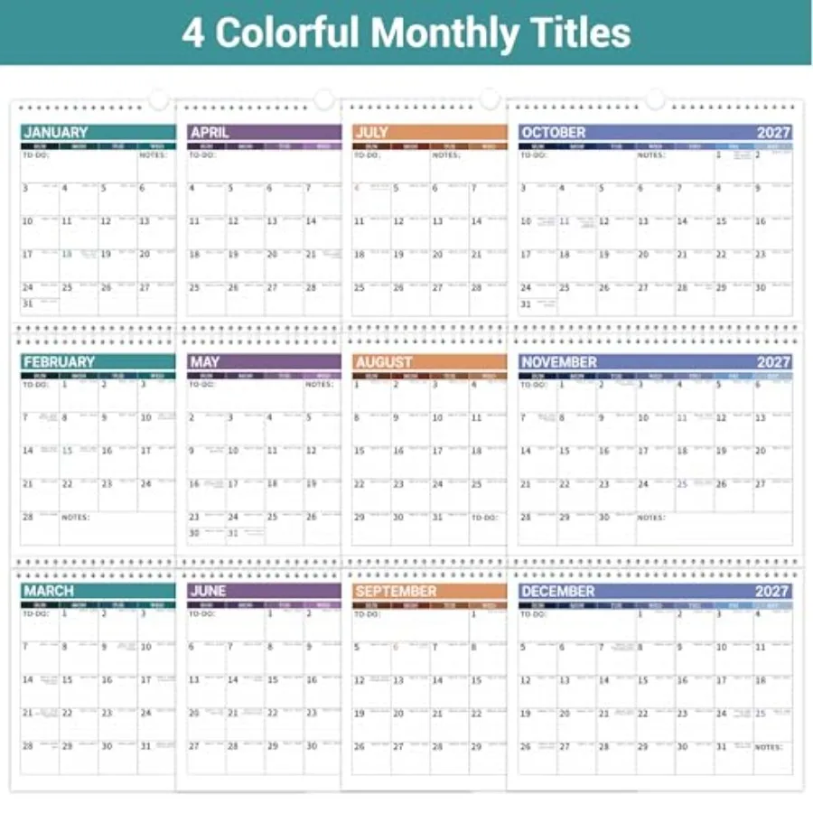 Calendario de 3 meses 20262027 20262027 Calendario de pared de enero de 2026Dec.2027 Moveae Calendario de visualización de 3 meses plegado en un mes 10,8" x