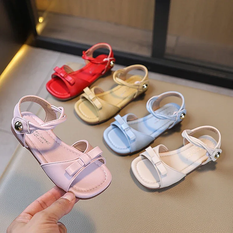 

Children's Sandals Fashion Bow Girls' Princess Sandals 2025 Summer New Baby Kid's Soft Bottom Non Slip Casual Beach Shoes
