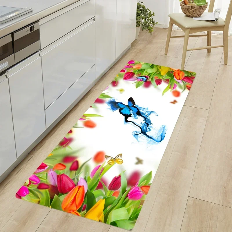 Butterfly Kitchen Floor Mat Home Entrance Doormat Decoration Carpet for Living Room Corridor Long Rugs Non-slip Bedroom Mat