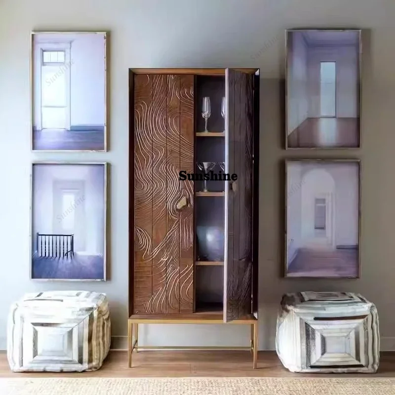 

American solid wood wardrobe, living room entry cabinet, medieval decorative cabinet FT